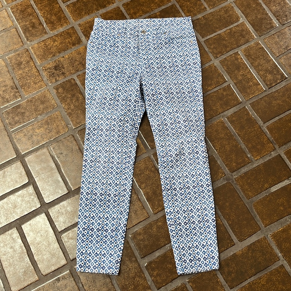 Tommy Bahama Blue Turkish Sea Print Ella Twill High Rise Ankle Jean